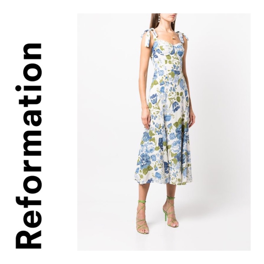 NWT REFORMATION Nadia floral-print midi dress Size 2P - Picture 2 of 12